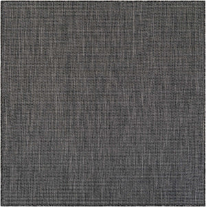 Black 5' 3 x 5' 3 Outdoor Solid Square Rug