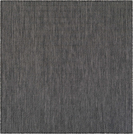 Black 5' 3 x 5' 3 Outdoor Solid Square Rug