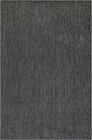 Black 5' 3 x 7' 1 Outdoor Solid Rectangle Area Rug Weather Resistant for Patio, Deck, Terrace, Balcony, Porch 100% Polypropylene Minimalist Waterproof Carpet for Sale at Rug Engine