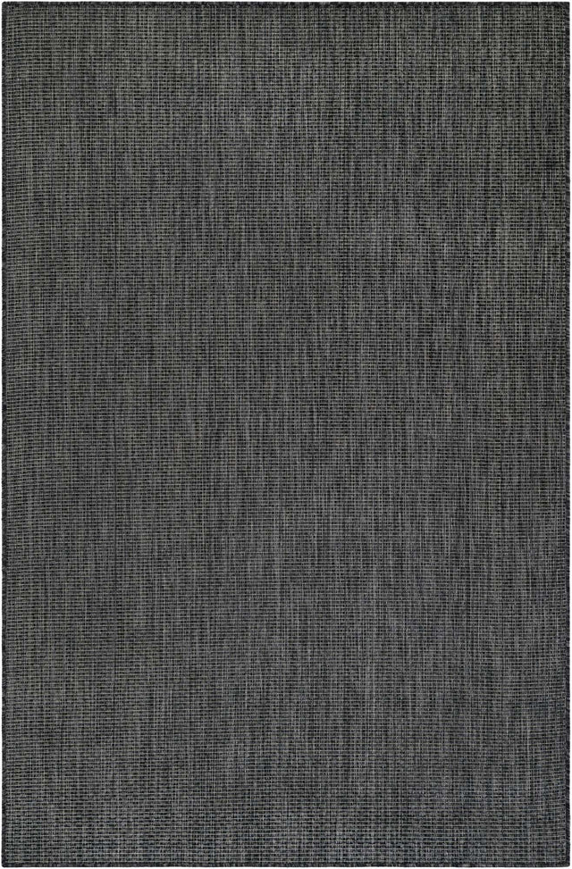 Black 5' 3 x 7' 1 Outdoor Solid Rectangle Area Rug Weather Resistant for Patio, Deck, Terrace, Balcony, Porch 100% Polypropylene Minimalist Waterproof Carpet for Sale at Rug Engine