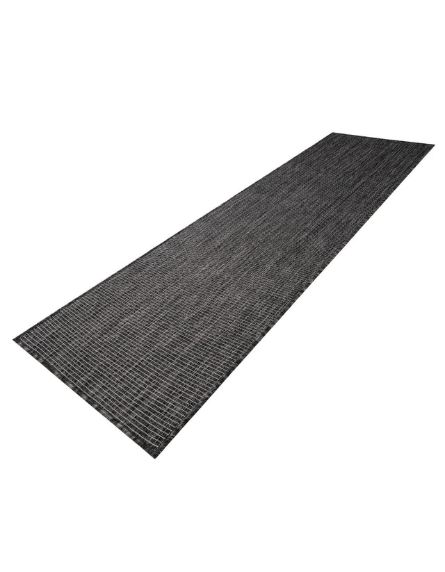 Black 2' x 7' 1 Outdoor Solid Runner Area Rug Weather Resistant for Patio, Deck, Terrace, Balcony, Porch