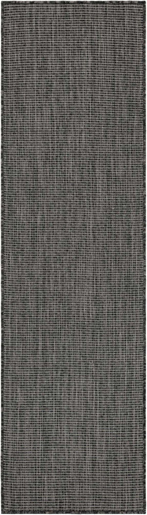 Black 2' x 7' 1 Outdoor Solid Runner Area Rug Weather Resistant for Patio, Deck, Terrace, Balcony, Porch