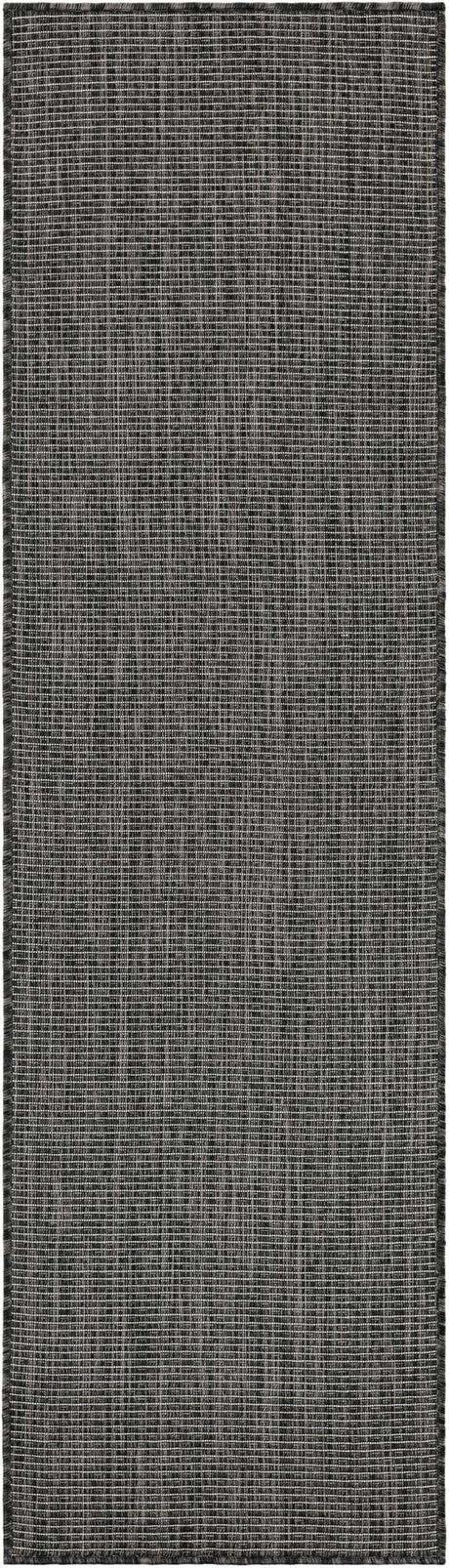 Black 2' x 7' 1 Outdoor Solid Runner Area Rug Weather Resistant for Patio, Deck, Terrace, Balcony, Porch