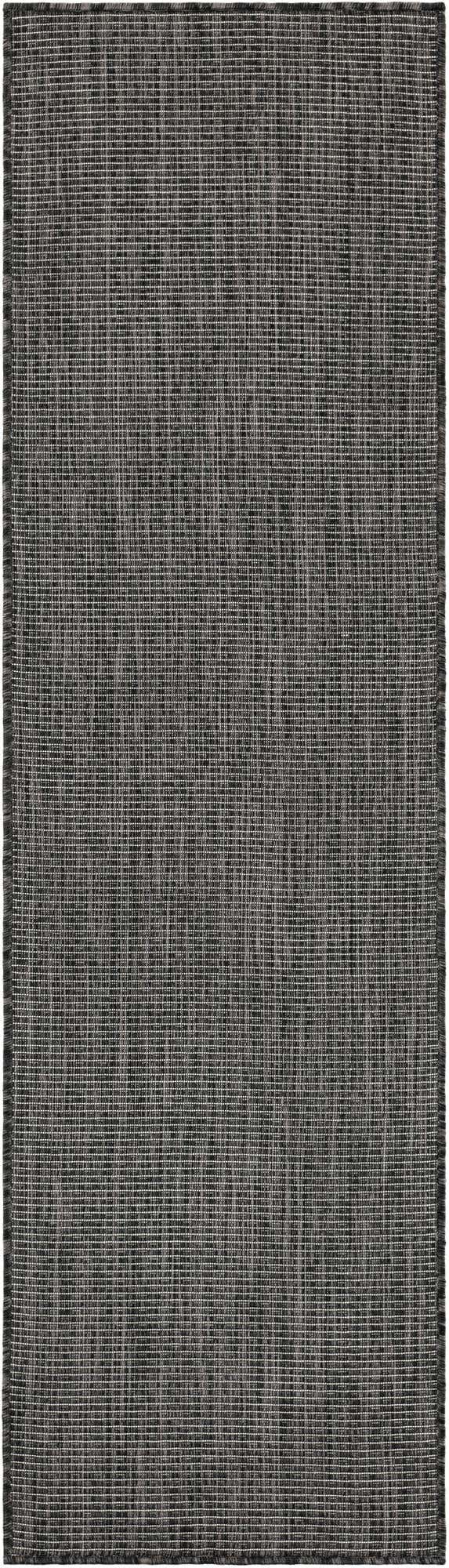 Black 2' x 7' 1 Outdoor Solid Runner Area Rug Weather Resistant for Patio, Deck, Terrace, Balcony, Porch