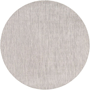 Light Gray 6' 1 x 6' 1 Outdoor Solid Round Area Rug Weather Resistant for Patio, Deck, Terrace, Balcony, Porch 100% Polypropylene Minimalist Waterproof Carpet for Sale at Rug Engine