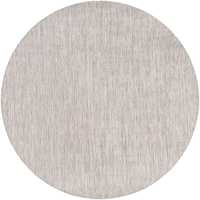 Light Gray 6' 1 x 6' 1 Outdoor Solid Round Area Rug Weather Resistant for Patio, Deck, Terrace, Balcony, Porch 100% Polypropylene Minimalist Waterproof Carpet for Sale at Rug Engine
