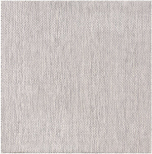 Light Gray 6' 1 x 6' 1 Outdoor Solid Square Area Rug Weather Resistant for Patio, Deck, Terrace, Balcony, Porch 100% Polypropylene Minimalist Waterproof Carpet for Sale at Rug Engine