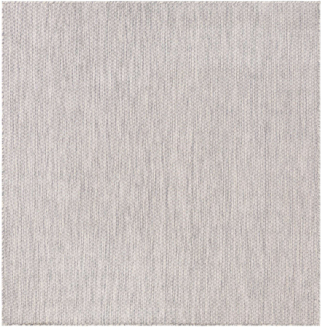 Light Gray 6' 1 x 6' 1 Outdoor Solid Square Area Rug Weather Resistant for Patio, Deck, Terrace, Balcony, Porch 100% Polypropylene Minimalist Waterproof Carpet for Sale at Rug Engine