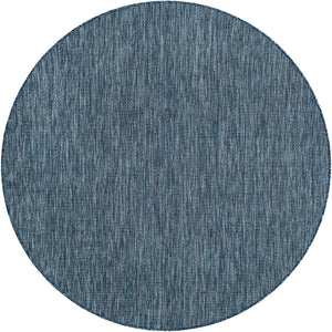 Blue 6' 1 x 6' 1 Outdoor Solid Round Rug