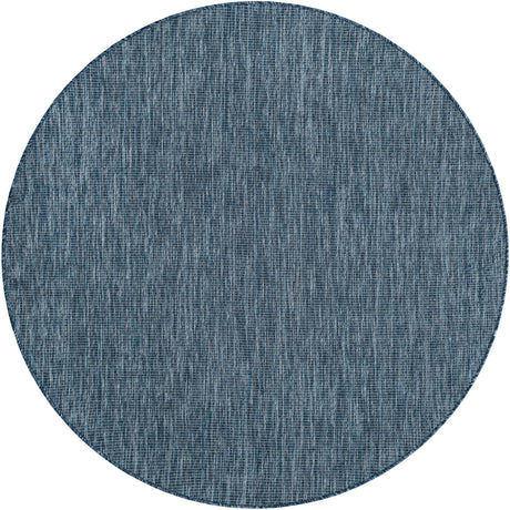 Blue 6' 1 x 6' 1 Outdoor Solid Round Rug