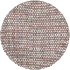 Beige 3' 1 x 3' 1 Outdoor Solid Round Area Rug Weather Resistant for Patio, Deck, Terrace, Balcony, Porch