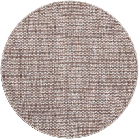 Beige 3' 1 x 3' 1 Outdoor Solid Round Area Rug Weather Resistant for Patio, Deck, Terrace, Balcony, Porch