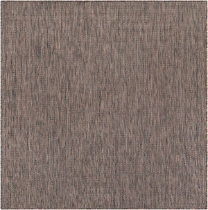 Light Brown 6' 1 x 6' 1 Outdoor Solid Square Rug