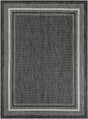 Black 5' 3 x 7' 1 Outdoor Border Rectangle Area Rug Weather Resistant for Patio, Deck, Terrace, Balcony, Porch 100% Polypropylene Classic Bordered Carpet for Sale at Rug Engine