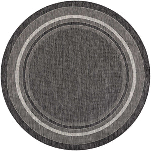 Black 6' 1 x 6' 1 Outdoor Border Round Rug