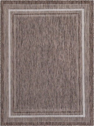 Brown 5' 3 x 7' 1 Outdoor Border Rectangle Rug