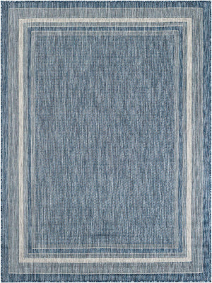Blue 5' 3 x 7' 1 Outdoor Border Rectangle Rug