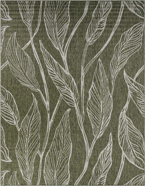 Green 10' x 13' 1 Outdoor Botanical Rectangle Area Rug Weather Resistant for Patio, Deck, Terrace, Balcony, Porch Polypropylene Garden Floral Tropical Carpet for Sale at Rug Engine