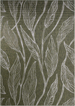 Green 10' x 14' 1 Outdoor Botanical Rectangle Area Rug Weather Resistant for Patio, Deck, Terrace, Balcony, Porch Polypropylene Garden Floral Tropical Carpet for Sale at Rug Engine