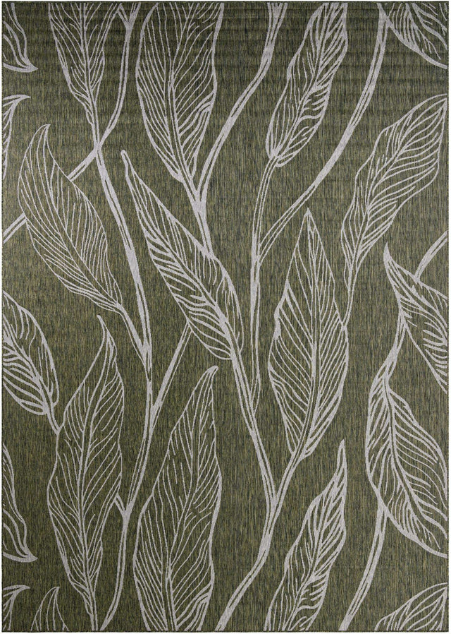 Green 10' x 14' 1 Outdoor Botanical Rectangle Area Rug Weather Resistant for Patio, Deck, Terrace, Balcony, Porch Polypropylene Garden Floral Tropical Carpet for Sale at Rug Engine