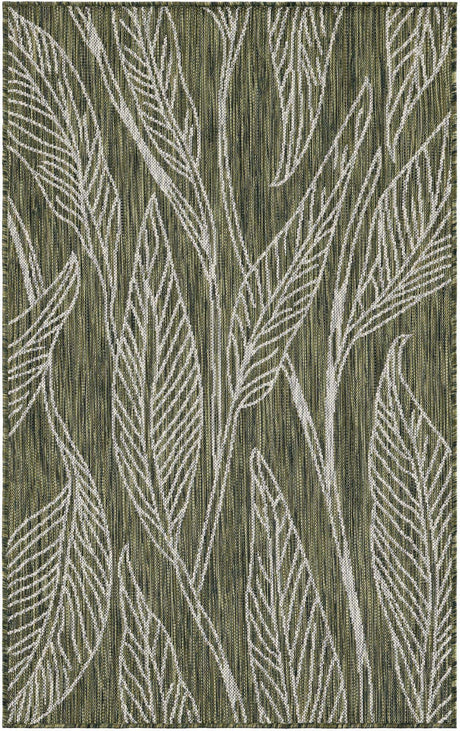 Green 3' 1 x 5' 3 Outdoor Botanical Rectangle Rug