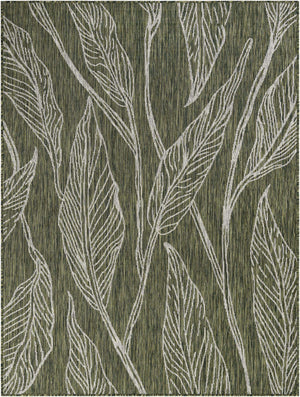 Green 5' 3 x 7' 1 Outdoor Botanical Rectangle Rug