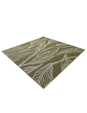 Green 7' 10 x 7' 10 Outdoor Botanical Square Area Rug Weather Resistant for Patio, Deck, Terrace, Balcony, Porch Polypropylene Garden Floral Tropical Carpet for Sale at Rug Engine