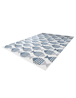 Navy Blue 10' x 14' 1 Outdoor Coastal Rectangle Area Rug Weather Resistant for Patio, Deck, Terrace, Balcony, Porch 100% Polypropylene Coastal Decor Carpet for Sale at Rug Engine