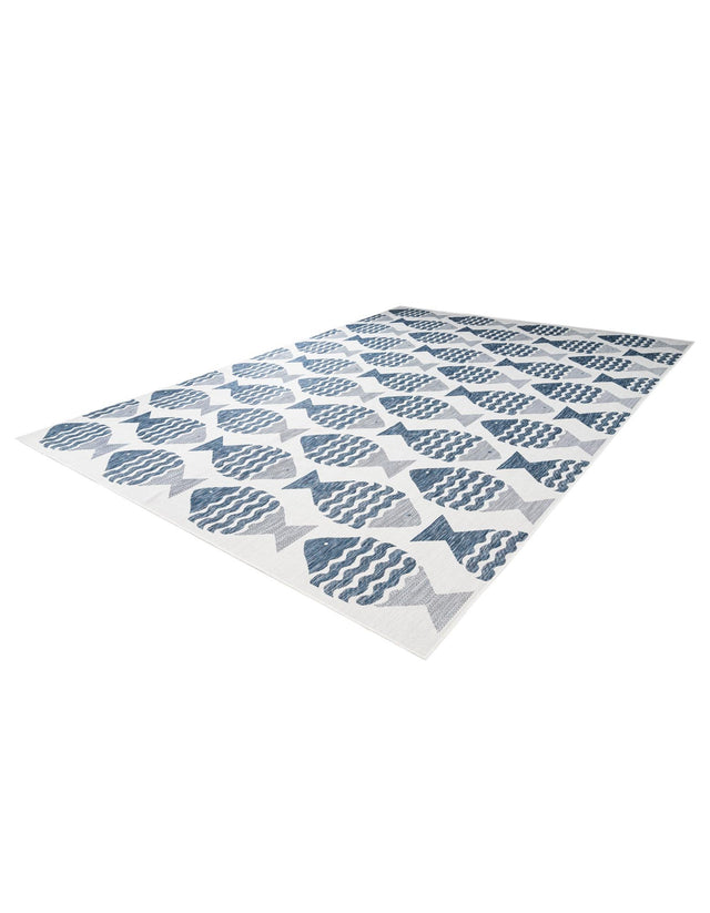 Navy Blue 10' x 14' 1 Outdoor Coastal Rectangle Area Rug Weather Resistant for Patio, Deck, Terrace, Balcony, Porch 100% Polypropylene Coastal Decor Carpet for Sale at Rug Engine