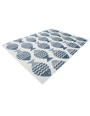 Navy Blue 5' 3 x 7' 1 Outdoor Coastal Rectangle Area Rug Weather Resistant for Patio, Deck, Terrace, Balcony, Porch 100% Polypropylene Coastal Decor Carpet for Sale at Rug Engine