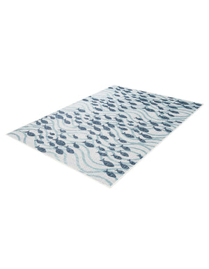 Blue 5' 3 x 7' 1 Outdoor Coastal Rectangle Area Rug Weather Resistant for Patio, Deck, Terrace, Balcony, Porch 100% Polypropylene Coastal Decor Carpet for Sale at Rug Engine