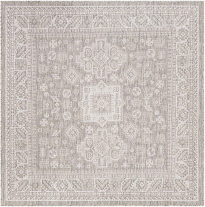 Light Gray 6' 1 x 6' 1 Outdoor Aztec Square Area Rug Weather Resistant for Patio, Deck, Terrace, Balcony, Porch 100% Polypropylene Traditional Carpet Mat for Sale at Rug Engine