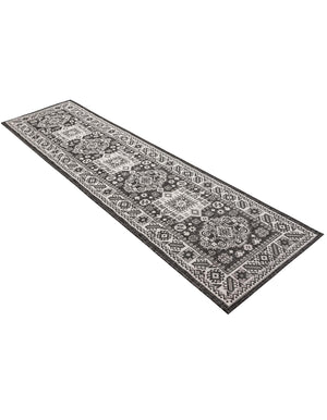 Charcoal Gray 2' 7 x 10' Outdoor Aztec Runner Area Rug Weather Resistant for Patio, Deck, Terrace, Balcony, Porch 100% Polypropylene Traditional Carpet Mat for Sale at Rug Engine