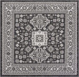 Charcoal Gray 6' 1 x 6' 1 Outdoor Aztec Square Area Rug Weather Resistant for Patio, Deck, Terrace, Balcony, Porch 100% Polypropylene Traditional Carpet Mat for Sale at Rug Engine