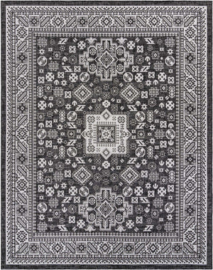 Charcoal Gray 7' 10 x 10' Outdoor Aztec Rectangle Area Rug Weather Resistant for Patio, Deck, Terrace, Balcony, Porch 100% Polypropylene Traditional Carpet Mat for Sale at Rug Engine