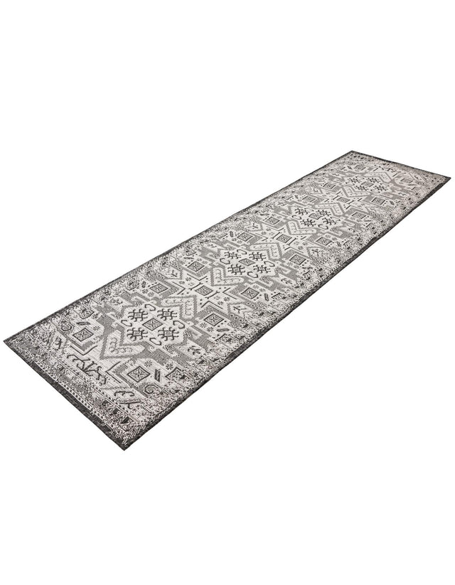 Charcoal Gray 2' 7 x 10' Outdoor Aztec Runner Area Rug Weather Resistant for Patio, Deck, Terrace, Balcony, Porch 100% Polypropylene Traditional Carpet Mat for Sale at Rug Engine