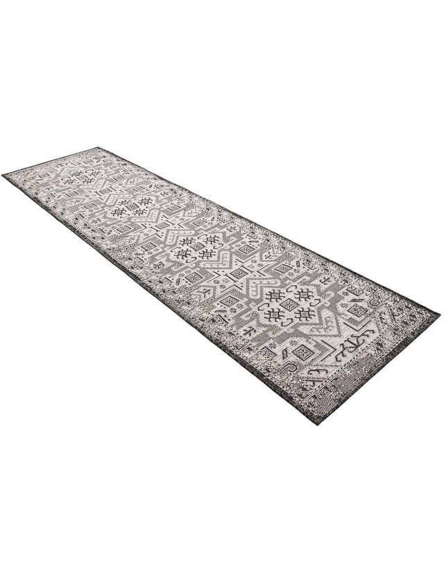Charcoal Gray 2' 7 x 10' Outdoor Aztec Runner Area Rug Weather Resistant for Patio, Deck, Terrace, Balcony, Porch 100% Polypropylene Traditional Carpet Mat for Sale at Rug Engine