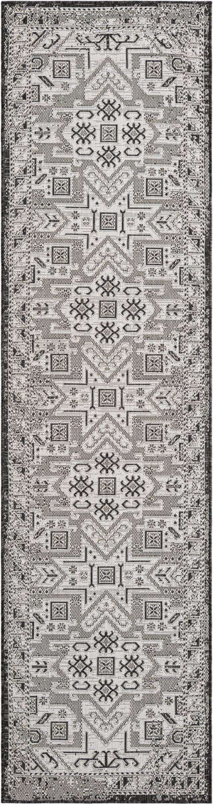 Charcoal Gray 2' 7 x 10' Outdoor Aztec Runner Area Rug Weather Resistant for Patio, Deck, Terrace, Balcony, Porch 100% Polypropylene Traditional Carpet Mat for Sale at Rug Engine