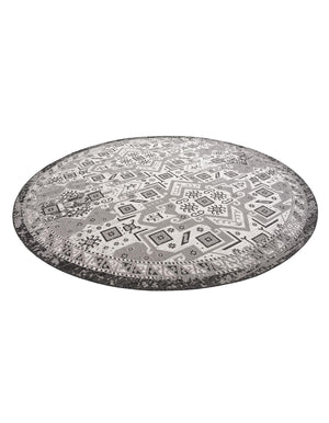 Charcoal Gray 12' x 12' Outdoor Aztec Round Area Rug Weather Resistant for Patio, Deck, Terrace, Balcony, Porch 100% Polypropylene Traditional Carpet Mat for Sale at Rug Engine