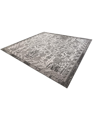 Charcoal Gray 12' x 12' Outdoor Aztec Square Area Rug Weather Resistant for Patio, Deck, Terrace, Balcony, Porch 100% Polypropylene Traditional Carpet Mat for Sale at Rug Engine