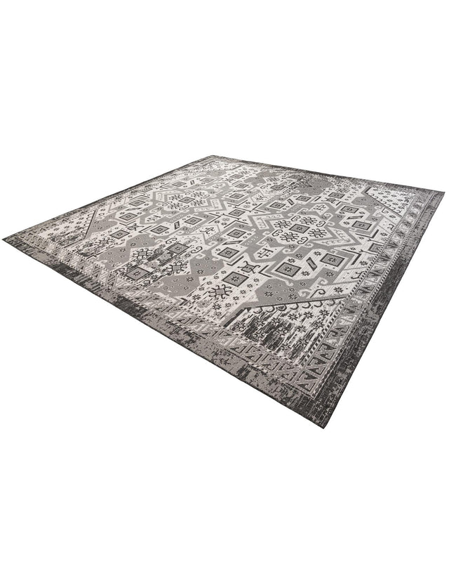 Charcoal Gray 12' x 12' Outdoor Aztec Square Area Rug Weather Resistant for Patio, Deck, Terrace, Balcony, Porch 100% Polypropylene Traditional Carpet Mat for Sale at Rug Engine