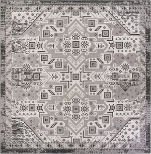 Charcoal Gray 12' x 12' Outdoor Aztec Square Area Rug Weather Resistant for Patio, Deck, Terrace, Balcony, Porch 100% Polypropylene Traditional Carpet Mat for Sale at Rug Engine