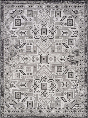 Charcoal Gray 5' 3 x 7' 1 Outdoor Aztec Rectangle Area Rug Weather Resistant for Patio, Deck, Terrace, Balcony, Porch 100% Polypropylene Traditional Carpet Mat for Sale at Rug Engine