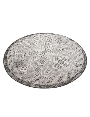 Charcoal Gray 6' 1 x 6' 1 Outdoor Aztec Round Area Rug Weather Resistant for Patio, Deck, Terrace, Balcony, Porch 100% Polypropylene Traditional Carpet Mat for Sale at Rug Engine