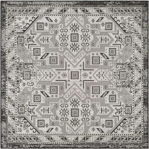 Charcoal Gray 6' 1 x 6' 1 Outdoor Aztec Square Area Rug Weather Resistant for Patio, Deck, Terrace, Balcony, Porch 100% Polypropylene Traditional Carpet Mat for Sale at Rug Engine