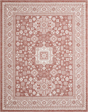 Rust Red 7' 10 x 10' Outdoor Aztec Rectangle Area Rug Weather Resistant for Patio, Deck, Terrace, Balcony, Porch 100% Polypropylene Traditional Carpet Mat for Sale at Rug Engine