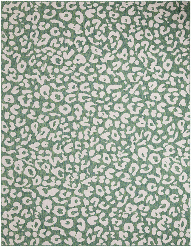 Green Blue 10' x 13' 1 Outdoor Safari Rectangle Area Rug Weather Resistant for Patio, Deck, Terrace, Balcony, Porch Animal Print Wildlife Nature Carpet for Sale at Rug Engine