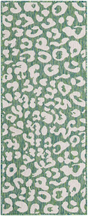 Green Blue 2' x 5' 3 Outdoor Safari Runner Area Rug Weather Resistant for Patio, Deck, Terrace, Balcony, Porch Animal Print Wildlife Nature Carpet for Sale at Rug Engine