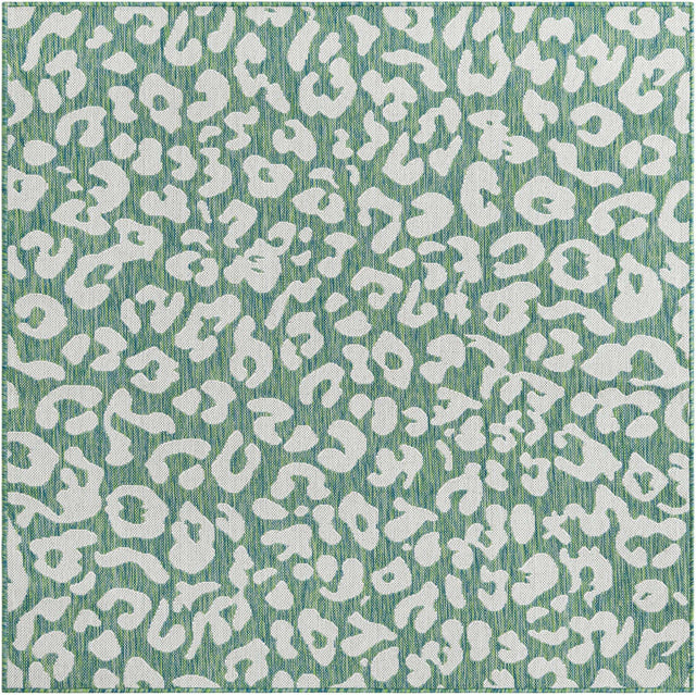 Green Blue 5' 3 x 5' 3 Outdoor Safari Square Area Rug Weather Resistant for Patio, Deck, Terrace, Balcony, Porch Animal Print Wildlife Nature Carpet for Sale at Rug Engine