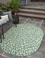 Green Blue 6' 1 x 9' Outdoor Safari Oval Area Rug Weather Resistant for Patio, Deck, Terrace, Balcony, Porch Animal Print Wildlife Nature Carpet for Sale at Rug Engine